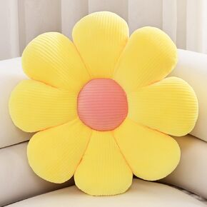 Flower Pillow, Daisy Flower Throw Pillows,15.7" Cute Flower Shaped Pillow Seating Cushion, Aesthetic Flower Decorative Pillows for Sofa Couch Bed Room Décor,Orange