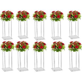 Nalwort Acrylic Clear Vase, 2 Pcs, 15.7 inches, Rectangular, for Wedding Centerpieces and Home Decoration