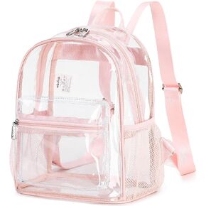 abshoo Clear Mini backpack Stadium Approved 12x12x6 Clear Bag Transparent Small Backpacks (Pink) in Saudi Arabia