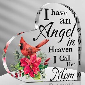 Karenhi Red Cardinal Christmas Gifts Sympathy Bereavement Gift Mom in Heaven Christmas Memorial Gifts for Loss of Mom In Memory Gift Christmas in Heaven Remembrance Gifts (Angle, 6 Inch)