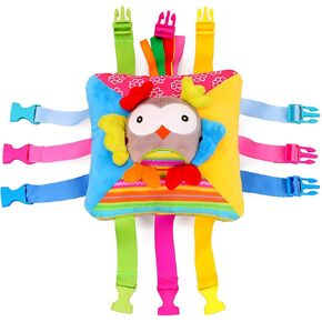 20 pcs set Sensory Pillow Toys For Toddlers, Activity Learning Fine Motor Skill Travel Toy with Buckle For Baby Kid children built-in bell Plush Counting Numbers Buckles Symbol and Numbers (Bee)