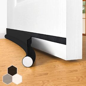 Door Draft Stopper Bottom One Sided Door Draft Blockers，37" Cutable Under Door Draft Blocker Insulator Door Sweep Weather Stripping Soundproof，Fits for Interior／Exterior Doors，1 Pack,Black