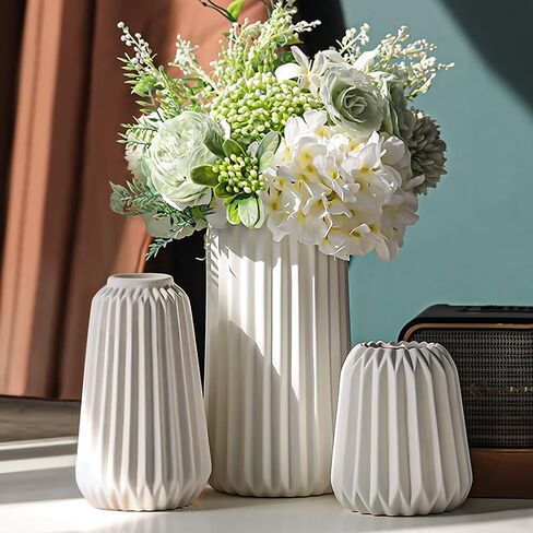 White Ceramic Vase-Boho Decorative Vase,Terracotta Tall Vases Decorative Pottery are Suitable for Decorating Living Rooms,Kitchens,and Bedrooms. in Kuwait