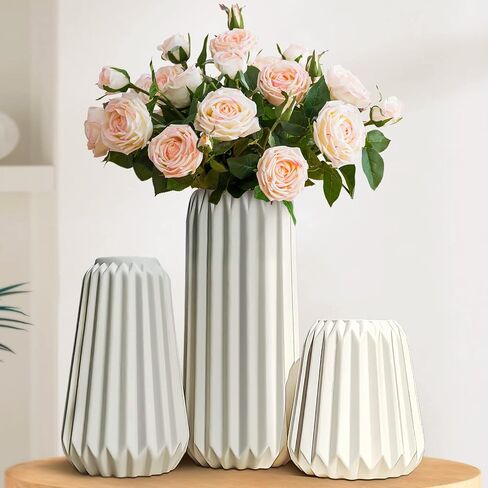 White Ceramic Vase-Boho Decorative Vase,Terracotta Tall Vases Decorative Pottery are Suitable for Decorating Living Rooms,Kitchens,and Bedrooms. in Kuwait