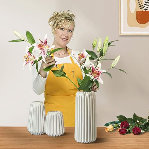 White Ceramic Vase-Boho Decorative Vase,Terracotta Tall Vases Decorative Pottery are Suitable for Decorating Living Rooms,Kitchens,and Bedrooms. in Kuwait