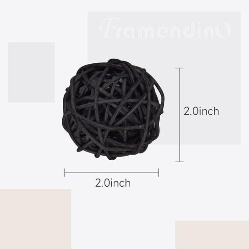 Framendino, 12 Pack 2 Inch Rattan Wicker Balls Decorative Sphere Bowl Vase Filler for Home Wedding Decor White Natural Color in Kuwait