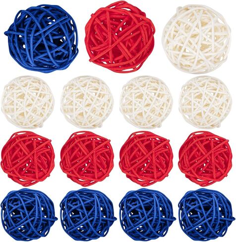 Framendino, 12 Pack 2 Inch Rattan Wicker Balls Decorative Sphere Bowl Vase Filler for Home Wedding Decor White Natural Color in Kuwait