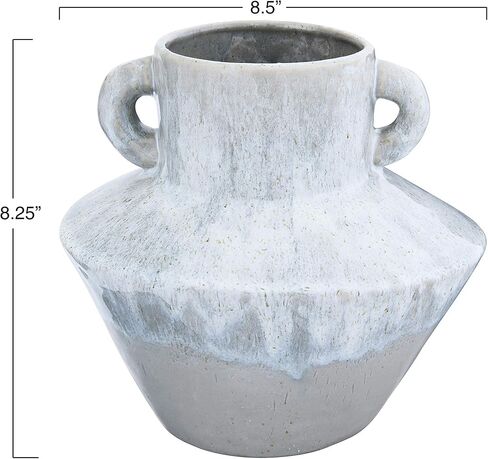 Bloomingville 8.25" H Stoneware Reactive Glaze Finish & Vertical Handles (Each one Will Vary) Vase, Mint in Saudi Arabia