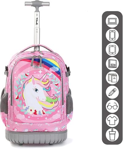 Tilami Rolling Backpack with Trolley Wheeled Design, Cute Cartoon Printed for Boys and Girls, Travel, School, Student Trip (19 Inch, Alpaca) in Kuwait
