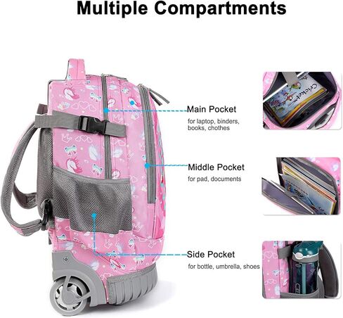 Tilami Rolling Backpack with Trolley Wheeled Design, Cute Cartoon Printed for Boys and Girls, Travel, School, Student Trip (19 Inch, Alpaca) in Kuwait