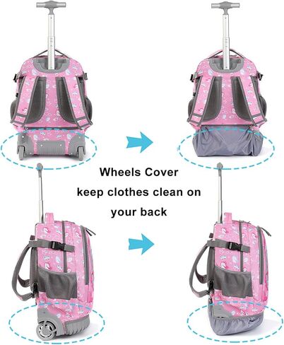 Tilami Rolling Backpack with Trolley Wheeled Design, Cute Cartoon Printed for Boys and Girls, Travel, School, Student Trip (19 Inch, Alpaca) in Kuwait
