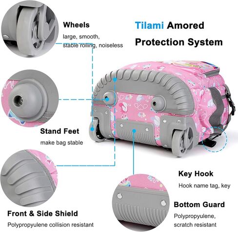 Tilami Rolling Backpack with Trolley Wheeled Design, Cute Cartoon Printed for Boys and Girls, Travel, School, Student Trip (19 Inch, Alpaca) in Kuwait