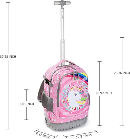 Tilami Rolling Backpack with Trolley Wheeled Design, Cute Cartoon Printed for Boys and Girls, Travel, School, Student Trip (19 Inch, Alpaca) in Kuwait
