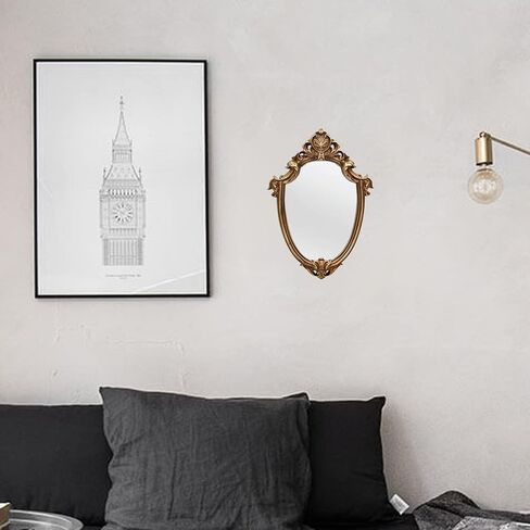 Shield Wall Mirror Mirror Wall Decor Vintage Mirror (L 2Pcs, Gold) in Kuwait