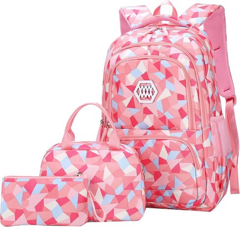 JiaYou Girl Geometric Printed Primary Junior High University School Bag Bookbag Backpack(2# Black,19 L) in Kuwait