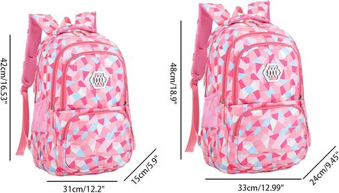 JiaYou Girl Geometric Printed Primary Junior High University School Bag Bookbag Backpack(2# Black,19 L) in Kuwait