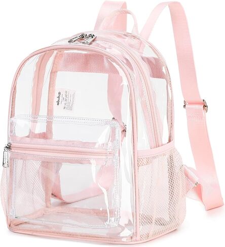 abshoo Clear Mini backpack Stadium Approved 12x12x6 Clear Bag Transparent Small Backpacks (Pink) in Kuwait