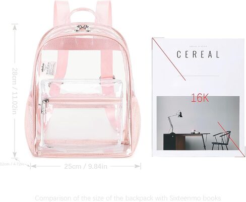 abshoo Clear Mini backpack Stadium Approved 12x12x6 Clear Bag Transparent Small Backpacks (Pink) in Kuwait