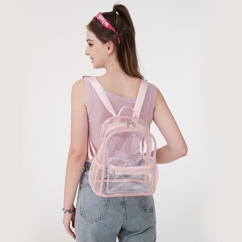 abshoo Clear Mini backpack Stadium Approved 12x12x6 Clear Bag Transparent Small Backpacks (Pink) in Kuwait