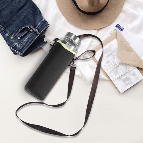 Sursip 32 oz Glass Water Bottle - Nylon Bottle Protection Sleeves, Bamboo Lid, And 1L Time Marked Measurements, Reusable, Eco-Friendly, Safe for Hot Liquids Tea Coffee Daily in Kuwait