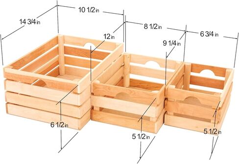 صناديق خشبية ريفية للعرض الزخرفي العتيق، مجموعة صناديق التعشيش للتخزين والديكور على طراز المزرعة، صناديق خشبية مصنوعة من الخشب بنسبة 100% (الجوز الداكن، مجموعة متداخلة من 3) in Kuwait