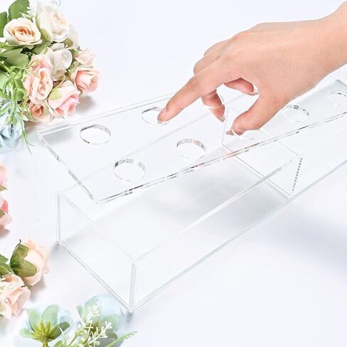 DECORPIA Premium Large 2 قطعة (إجمالي 32 بوصة) قطعة مركزية فاخرة مستطيلة من الزهور لطاولة الطعام - مزهرية زهور أكريليك طويلة مزهرية شفافة مستطيلة - مزهرية أكريليك - مزهريات زهور للقطع المركزية in Kuwait