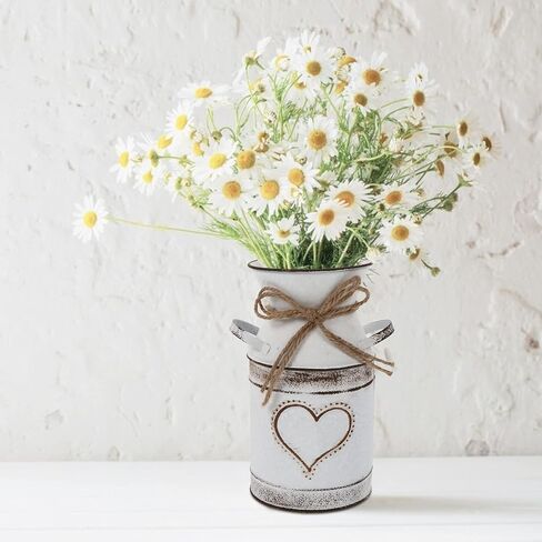 Happyyami Fall Decor Fall Decor Fall Decor Home Decor Galvanized Can Retro Vase Metal Planter Rustic Shabby Chic Vintage Farmhouse White Flower Jug Vase Fall Decor Home Decor Home Decor Home Decor in Saudi Arabia