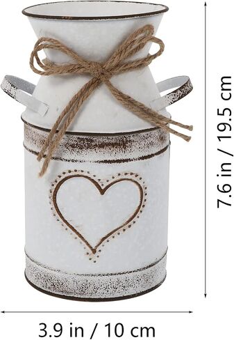 Happyyami Fall Decor Fall Decor Fall Decor Home Decor Galvanized Can Retro Vase Metal Planter Rustic Shabby Chic Vintage Farmhouse White Flower Jug Vase Fall Decor Home Decor Home Decor Home Decor in Saudi Arabia