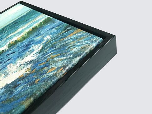 Wieco Art Framed Wall Art Canvas Prints Seascape at Saintes Maries by Vincent Van Gogh Modern Giclee Canvas Prints Sea Pictures on Canvas Wall Art for Living Room Home Decorations Black Frame in Kuwait