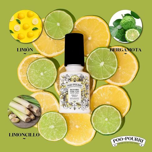 بخاخ المرحاض Poo-Pourri Before-You-Go، الحمضيات الأصلية، حجم السفر 10 مل - الليمون والبرغموت وعشب الليمون، 0.34 أونصة سائلة (عبوة من قطعة واحدة) in Kuwait