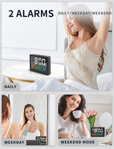 ساعة منبه رقمية، مع شاشة عرض LED كبيرة مقاس 5.5 بوصة، حجم منبه قابل للتعديل، 6 مستويات سطوع، إعدادات منبه، يوم من الأسبوع، شاحن USB، كشف درجة الحرارة، قيلولة بعد الظهر، ساعات لغرفة النوم، أسود in Kuwait
