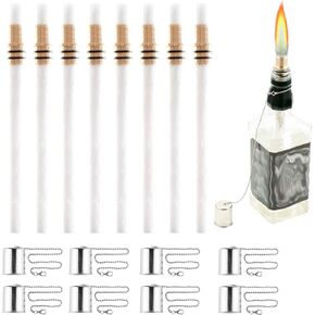 Wine Bottle Torch Kit 3 Pack, Includes 3 Long Life Torch Wicks, Copper Lamp Cover & Brass Wick Mount(13.7 Inch,Bottle not Included)