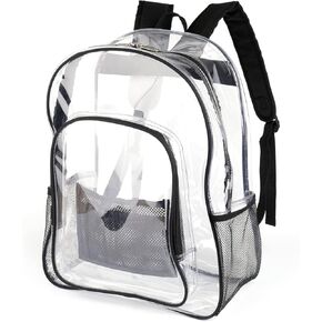 Clear Backpack for School Boys Girls Kids - Heavy Duty Transparent Bookbag,Large See Through Plastic PVC Backpack,Black