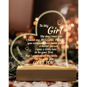 Romantic Gifts for Girlfriend, to My Girlfriend Engraved Night Light, I Love You Gifts for Her, Cute Girlfriends Birthday Anniversary Valentines Day Gifts for Her from Boyfriends