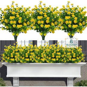 10 Bundles Artificial Flowers for Outdoors, UV Resistant Fake Flowers Outside, Faux Shrubs Plants Outdoor for Pot and Window Box Planter Decor(Mix Color)