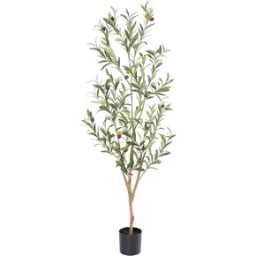 Faux Olive Tree 4ft，Olive Trees Artificial Indoor with Natural Wood Trunk and Realistic Leaves and Fruits. 4 Feet(48in) Fake Olive Tree for Home House Office Décor.