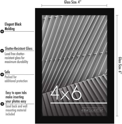 Americanflat 8.5x11 Picture Frame in Black - Thin Border Photo Frame with Shatter Resistant Glass - Horizontal and Vertical Formats for Wall and Tabletop in Kuwait