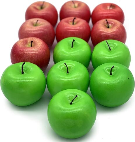 داسكشا تفاح صناعي واقعي - 13 قطعة - 7 تفاحات حمراء و6 تفاحات خضراء - فواكه مزيفة للزينة in Kuwait