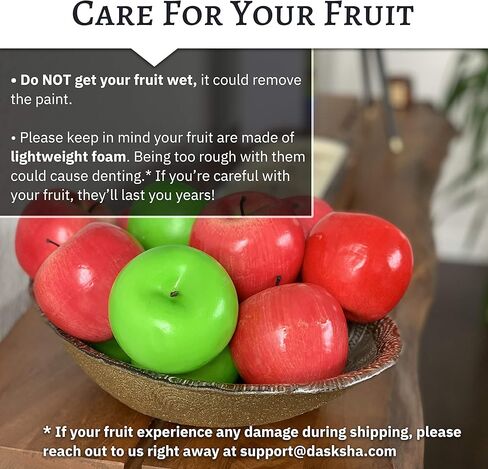 داسكشا تفاح صناعي واقعي - 13 قطعة - 7 تفاحات حمراء و6 تفاحات خضراء - فواكه مزيفة للزينة in Kuwait
