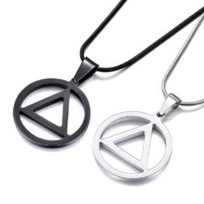 Sobriety Necklace for Men AA Recovery Triangle Pendant Necklace 22 Inch Stainless Steel Snake Chain for Men in Saudi Arabia