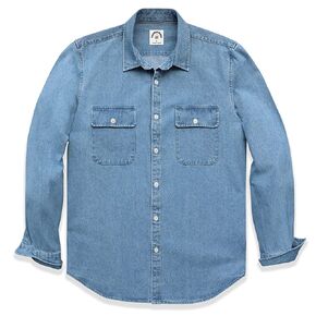 Dubinik® Denim Shirt Men Mens Denim Shirts Long Sleeve Mens Denim Button Down Shirt Cotton Regular Fit Casual Work Shirts