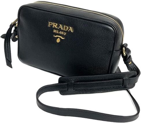 Prada Black Vitello Phenix Leather Shoulder Camera Bag 1BH103 in Saudi Arabia