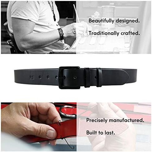 حزام جلدي للرجال من HoffeBelts - أحزمة مصنوعة يدويًا للرجال بإبزيم، أحزمة جلدية محببة بالكامل، كاجوال وفستان وقابلة للعكس in Kuwait