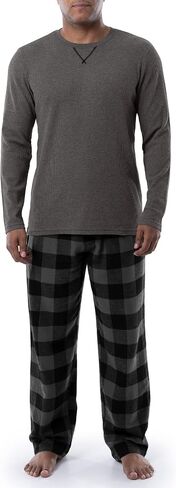 Wrangler Men's Waffle Knit Top and Flannel Pant Pajama Sleep Set in Saudi Arabia