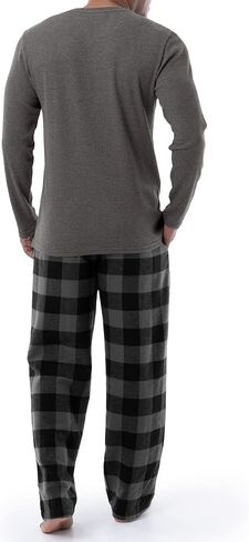 Wrangler Men's Waffle Knit Top and Flannel Pant Pajama Sleep Set in Saudi Arabia