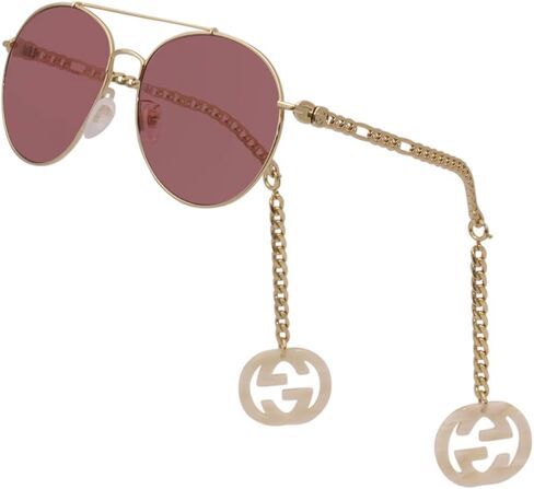 Gucci GG 0725S 003 Red Metal Pilot Sunglasses Red Lens in Saudi Arabia