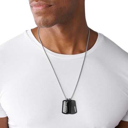 Diesel Men's Stainless Steel Necklace, Color: Black (Model: DX1287040) in Saudi Arabia