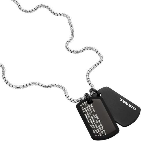 Diesel Men's Stainless Steel Necklace, Color: Black (Model: DX1287040) in Saudi Arabia
