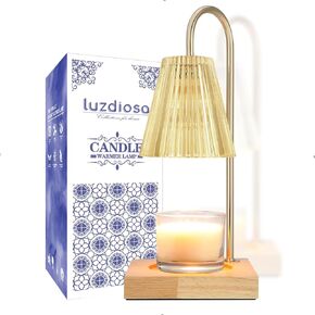 Candle Warmer Lamp with 3 Bulbs, Vintage Electric Candle Lamp Warmer, Mothers Day Presents for Mom, House Warming Decor, Dimmable Candle Melter for Scented Wax, Amber