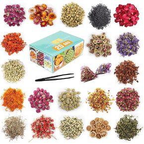 9 Bags Dried Flowers,100% Natural Dried Flowers Herbs Kit for Soap Making, DIY Candle Making,Bath - Include Rose Petals,Lavender,Don't Forget Me,Lilium,Jasmine,Rosebudsand More in Saudi Arabia